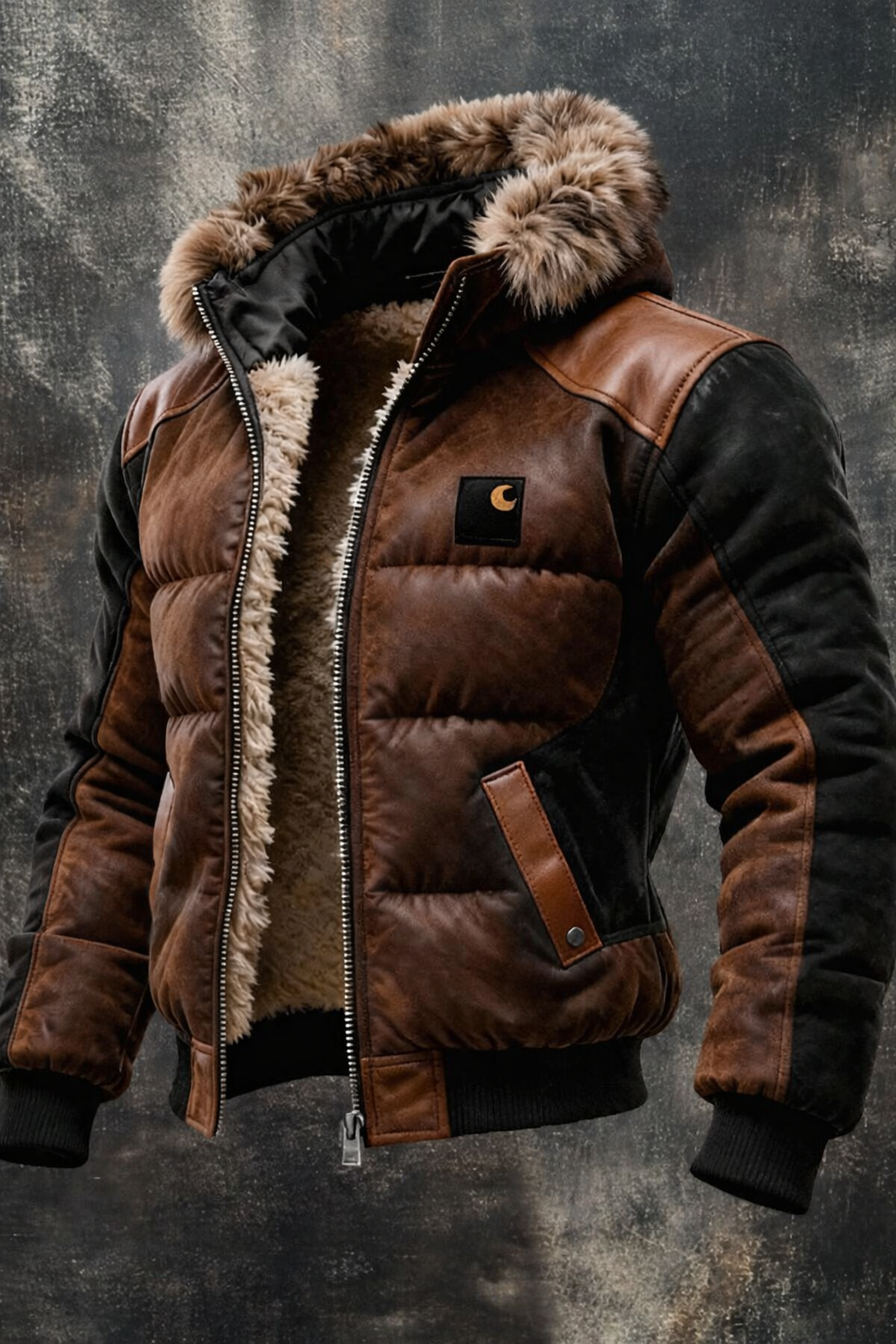 Chaqueta Artesanal De Cuero Con Forro De Lana