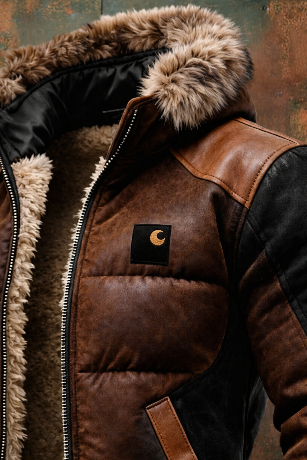 Chaqueta Artesanal De Cuero Con Forro De Lana